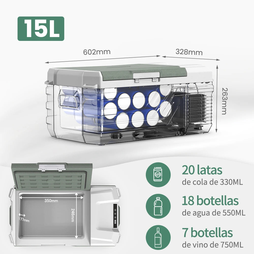 NL15 15L Tragbarer Autokühlschrank 12 Volt Mini-Kühlschrank Mit Gefrierfach 12/24 V DC 100-240 V AC Kühler Eisbox Für LKW Camping