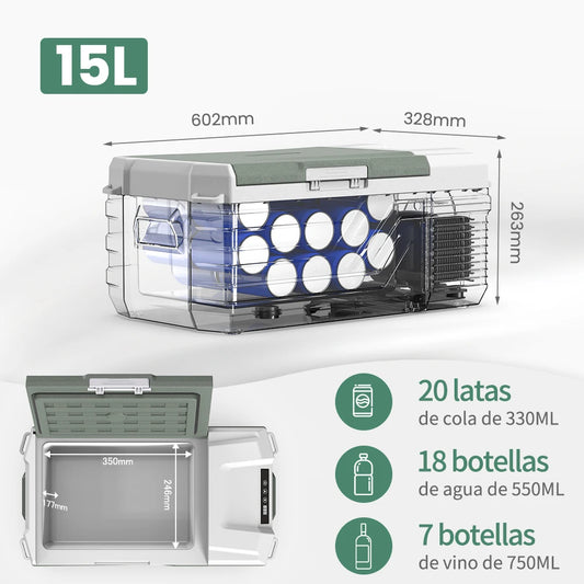 NL15 15L Tragbarer Autokühlschrank 12 Volt Mini-Kühlschrank Mit Gefrierfach 12/24 V DC 100-240 V AC Kühler Eisbox Für LKW Camping