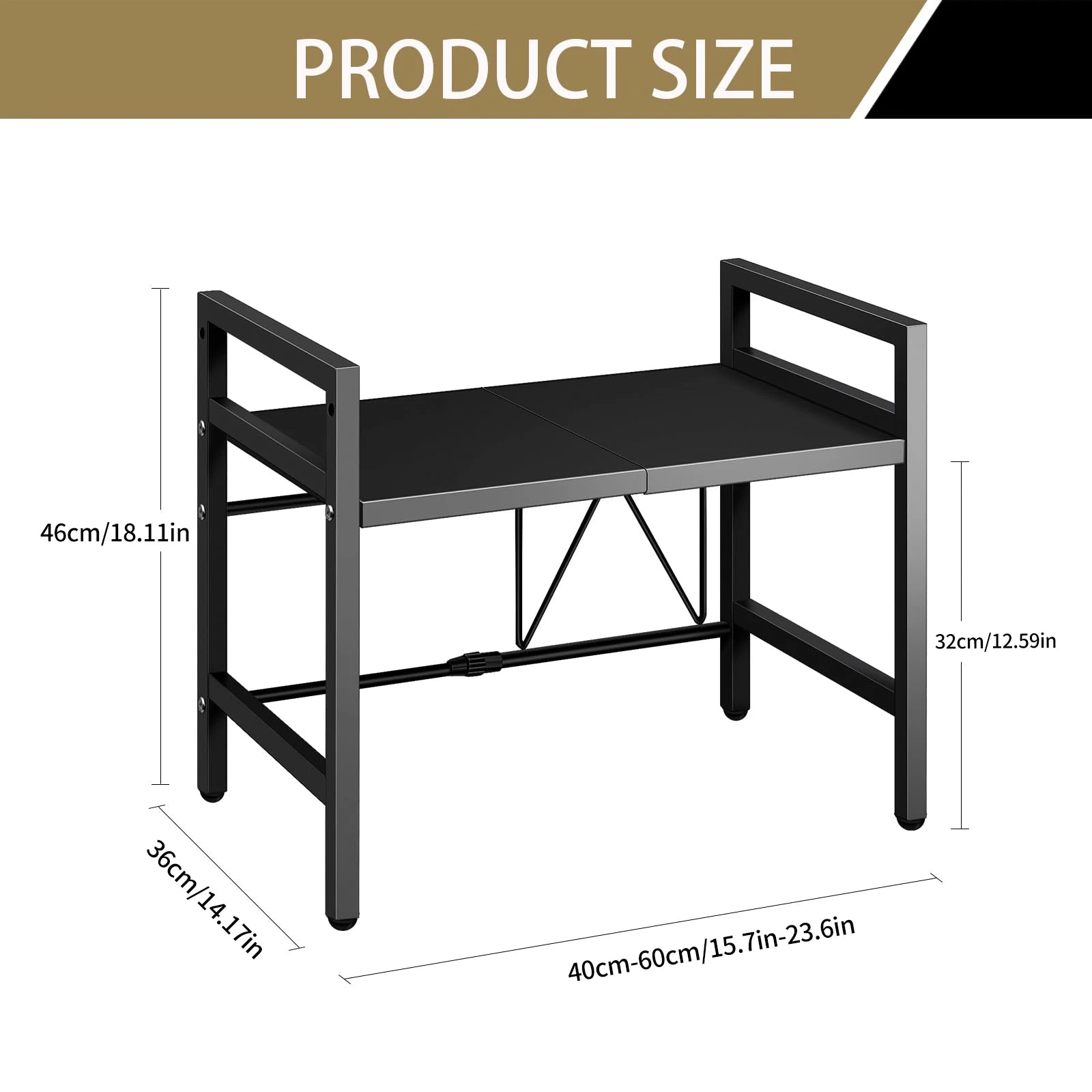 1 Stück Erweiterbarer 42–64 Cm Großer Mikrowellen-Regal-Organizer, Feuchtigkeits- Und Rostfrei, Mikrowellen-Arbeitsplatten-Organizer, Geschirr-Aufbewahrung