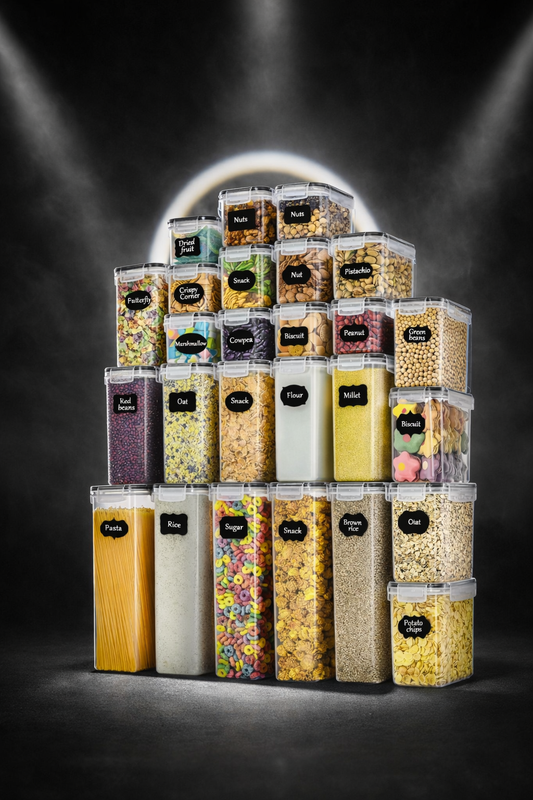 25 Stücke Luftdichte Küche Getreide Lagerung Organizer Lebensmittel Gläser Haushalt Große Tank Kunststoff Feuchtigkeit-Beständig