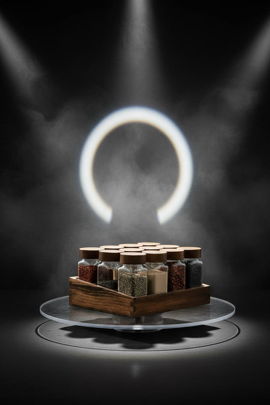 Gewürzregal Aus Akazienholz Mit 12/24 X 120 Ml Gewürzgläsern Und Etiketten | Küchen-Organizer, Leicht Zu Bewegen, Um Gewürze Zu Bewegen