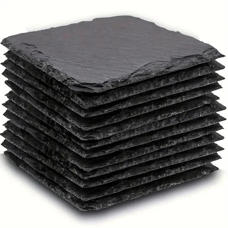 Untersetzer Aus Schwarzem Schiefer in Großen Mengen, Runde Tassenuntersetzer Zum Gravieren, Handgefertigte Getränkeuntersetzer, Bar-Untersetzer Mit Kratzfester Unterseite
