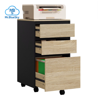 40 X 70 X 40 Cm Mobiler Aktenschrank Für Hebelbogen-Ordner, Büro-Organizer, Aufbewahrung Mit 3 Schubladen, Rollen, Rollschrank