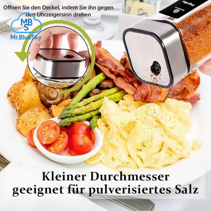 6/12/24 Stück Gewürzgläser Aus Glas Mit 360° ° Rotierende Deckel, 120 Ml Gewürzflaschen Mit Schwarzen Etiketten, Trichter, Bürste Zum Organisieren Von Gewürzen