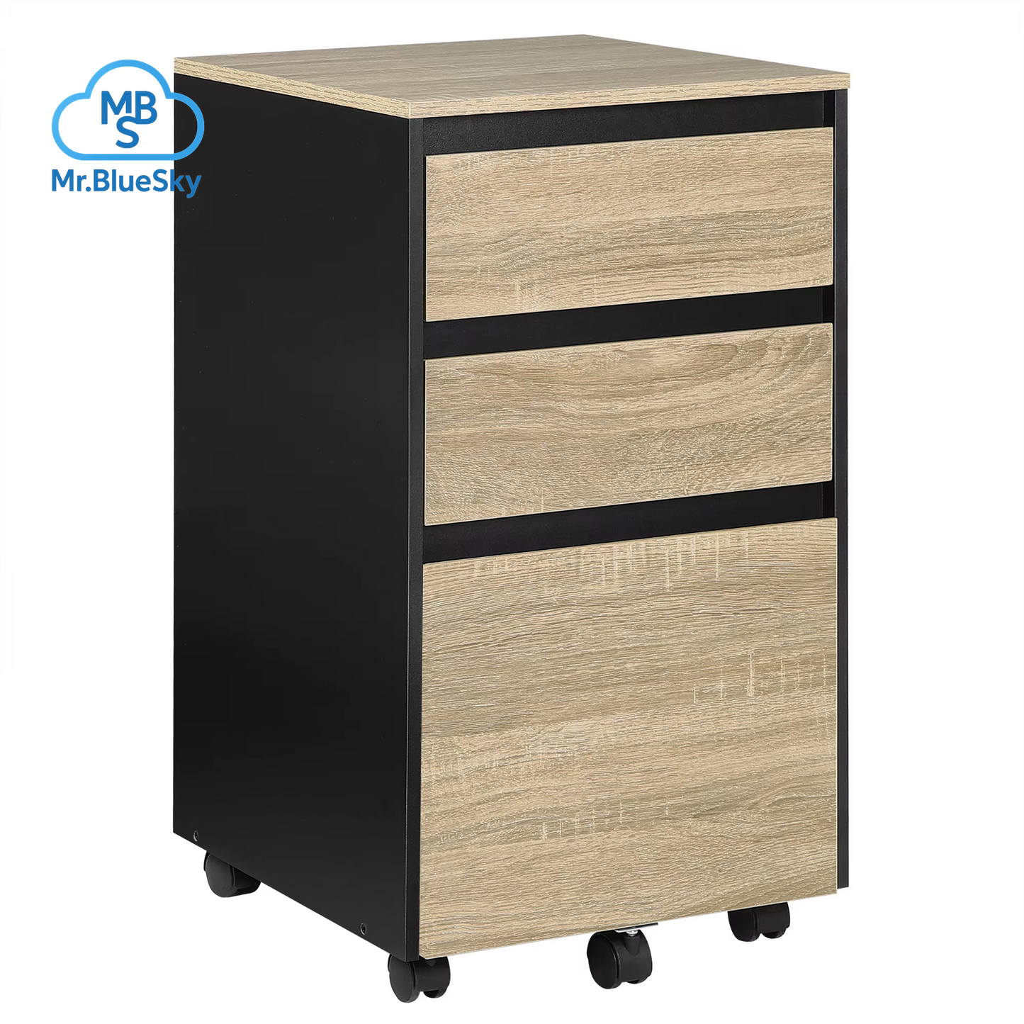 40 X 70 X 40 Cm Mobiler Aktenschrank Für Hebelbogen-Ordner, Büro-Organizer, Aufbewahrung Mit 3 Schubladen, Rollen, Rollschrank