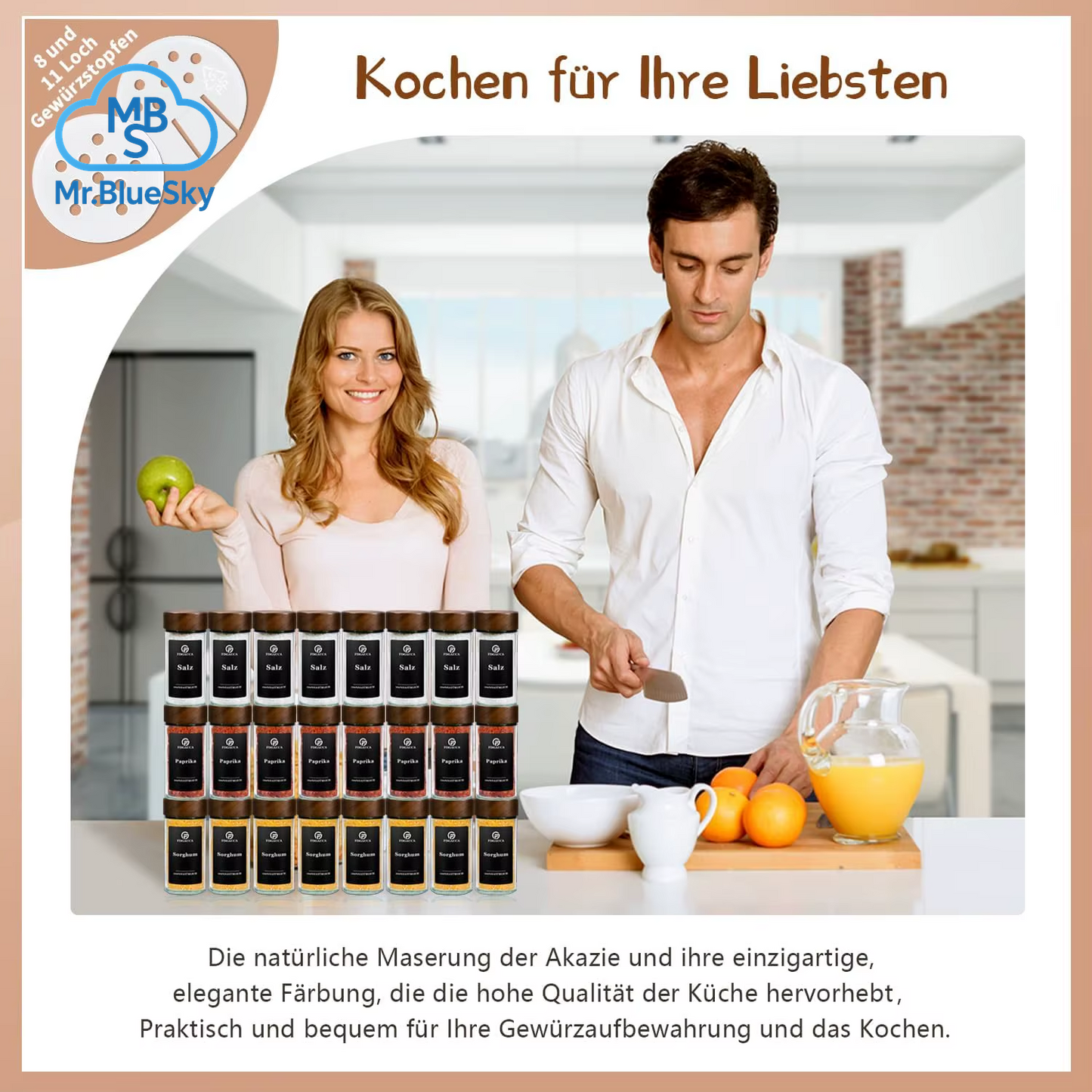 12/24 Stück 120 Ml Glas-Gewürzgläser Mit Deckel Aus Natürlichem Akazienholz, Runde Shaker-Behälter Mit Etiketten Für Die Aufbewahrung in Der Küche