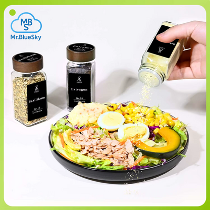 12/24 Stück Akazienholz Gewürzglas Deckel Quadratisch Set, 120Ml Glas Gewürzglas Mit Gewürzetikett