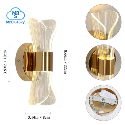 Goldene Acryl-Wandleuchte, 12-W-Led-Wandleuchte Mit 3 Farbtemperaturoptionen (3000 K/4000 K/6500 K), Perfekt Für Den Flur