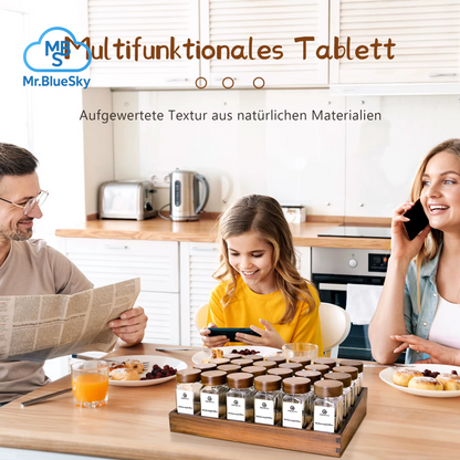 Gewürzregal Aus Akazienholz Mit 12/24 X 120 Ml Gewürzgläsern Und Etiketten | Küchen-Organizer, Leicht Zu Bewegen, Um Gewürze Zu Bewegen