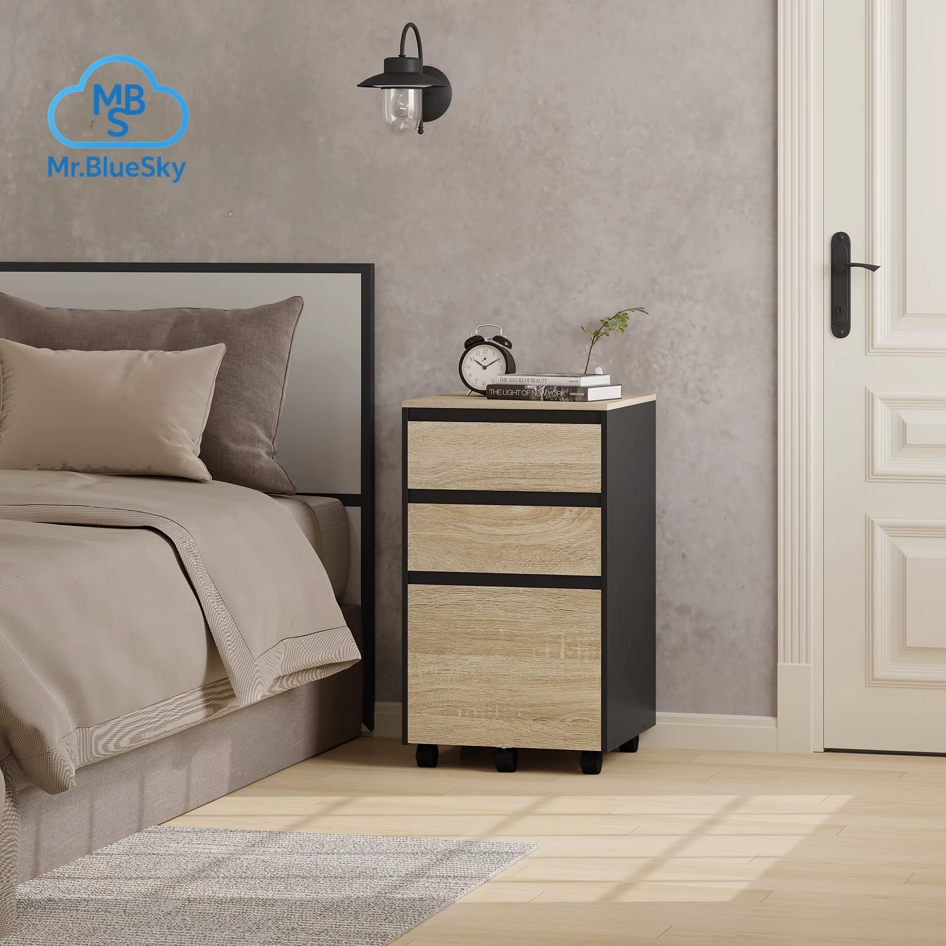 40 X 70 X 40 Cm Mobiler Aktenschrank Für Hebelbogen-Ordner, Büro-Organizer, Aufbewahrung Mit 3 Schubladen, Rollen, Rollschrank