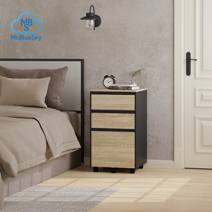 40 X 70 X 40 Cm Mobiler Aktenschrank Für Hebelbogen-Ordner, Büro-Organizer, Aufbewahrung Mit 3 Schubladen, Rollen, Rollschrank