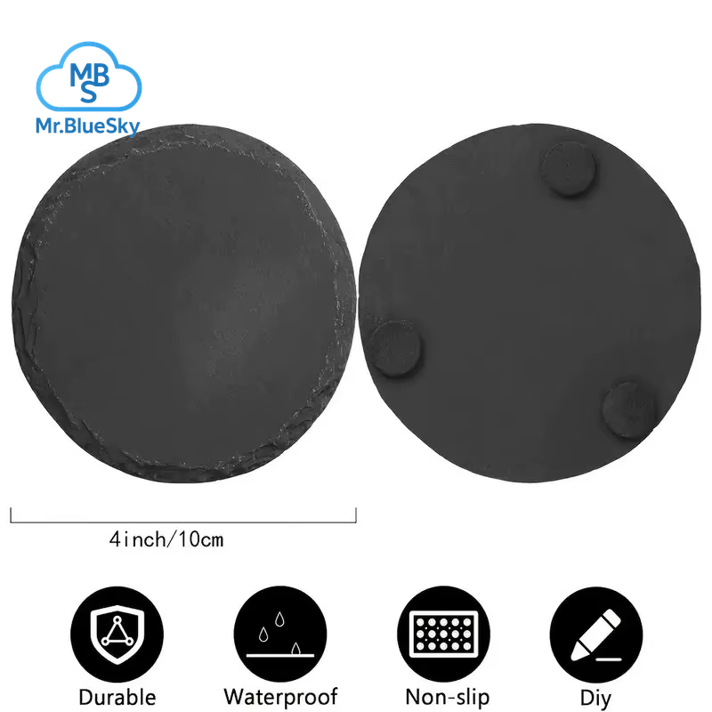 Untersetzer Aus Schwarzem Schiefer in Großen Mengen, Runde Tassenuntersetzer Zum Gravieren, Handgefertigte Getränkeuntersetzer, Bar-Untersetzer Mit Kratzfester Unterseite