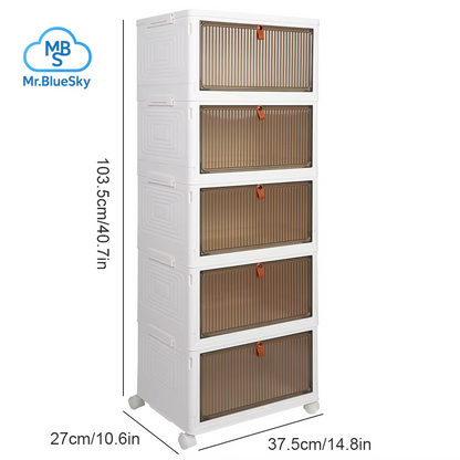 2/4/5 Etagen Faltbare Aufbewahrungsbox Mit Deckel, Zusammenklappbare Aufbewahrung, Schuhregal, Organizer, Haushalts-Organizer, Box Mit Rädern