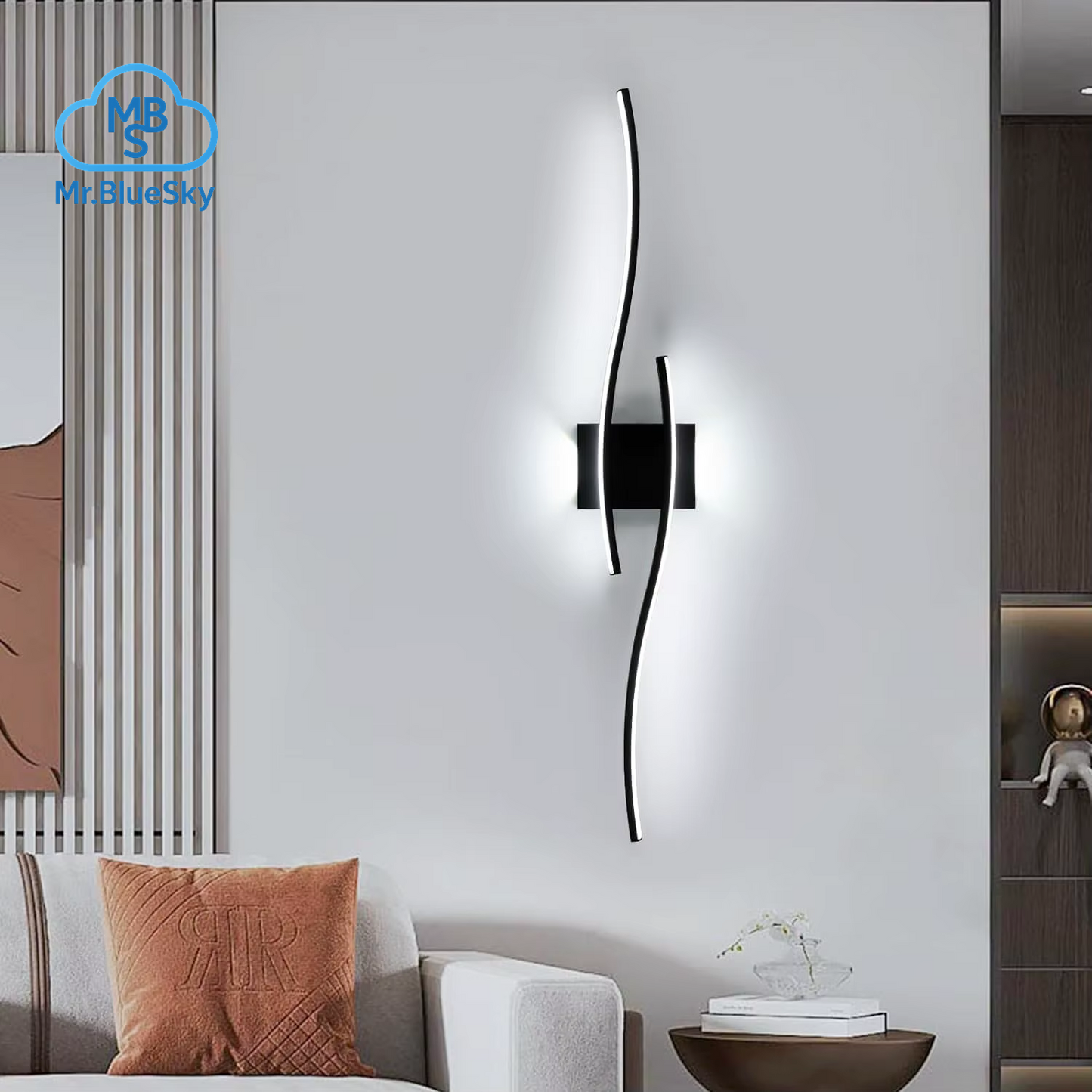 Moderne Schwarze Wandleuchte, 27 W 6500 K Led-Wandleuchte Aus Eisen Mit Künstlerischem Design, Perfekt Für Flur, Treppenhaus, Balkon