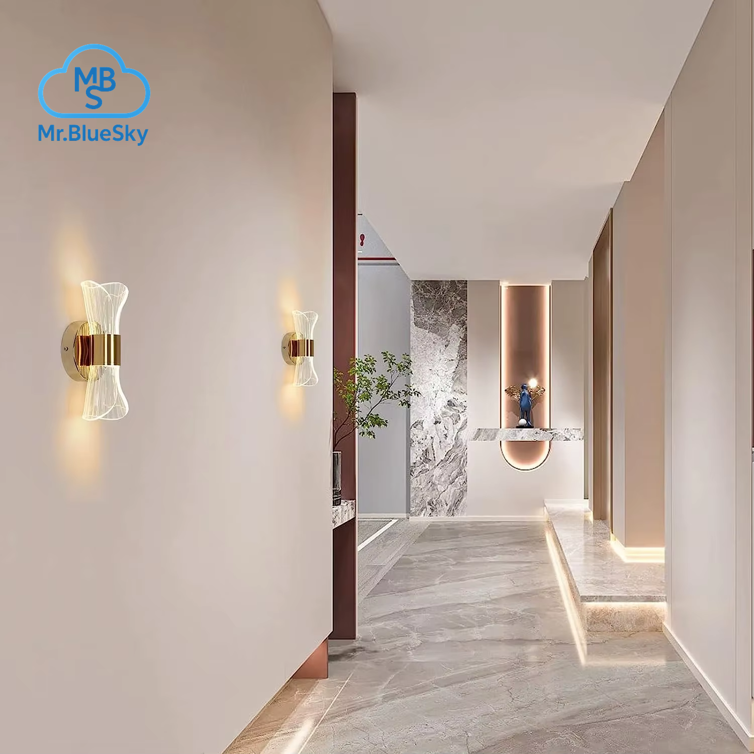 Goldene Acryl-Wandleuchte, 12-W-Led-Wandleuchte Mit 3 Farbtemperaturoptionen (3000 K/4000 K/6500 K), Perfekt Für Den Flur