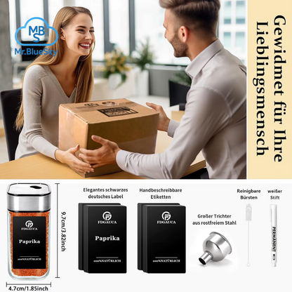 6/12/24 Stück Gewürzgläser Aus Glas Mit 360° ° Rotierende Deckel, 120 Ml Gewürzflaschen Mit Schwarzen Etiketten, Trichter, Bürste Zum Organisieren Von Gewürzen