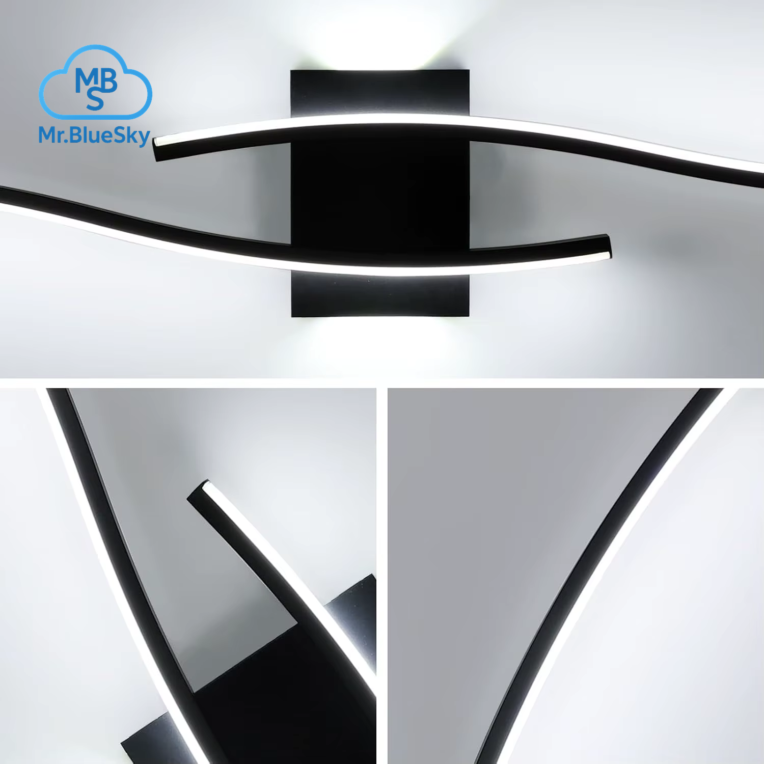 Moderne Schwarze Wandleuchte, 27 W 6500 K Led-Wandleuchte Aus Eisen Mit Künstlerischem Design, Perfekt Für Flur, Treppenhaus, Balkon