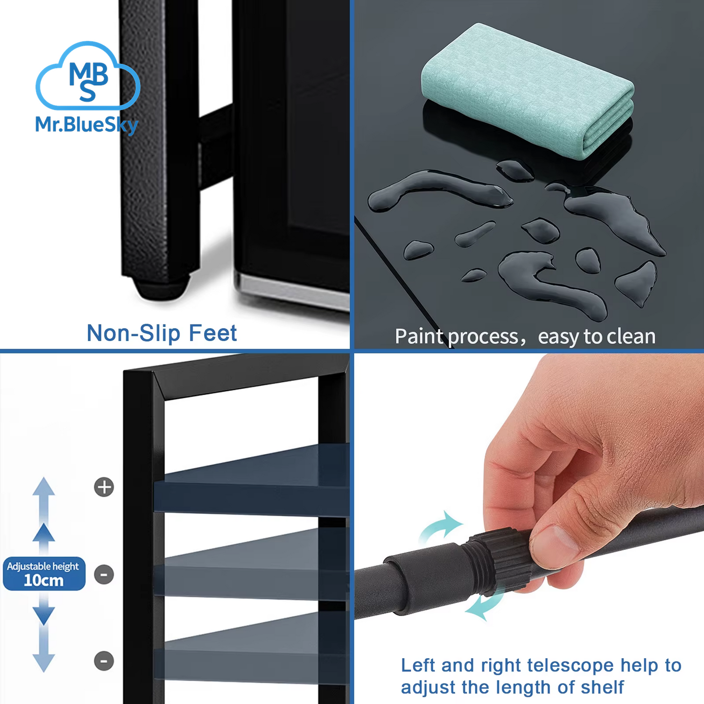 Erweiterbares Mikrowellenherdregal, 2-Stufiges Mikrowellenregal, Mit 6 Haken, Verstellbare Breite, Küchentheke-Organizer, Regalständer