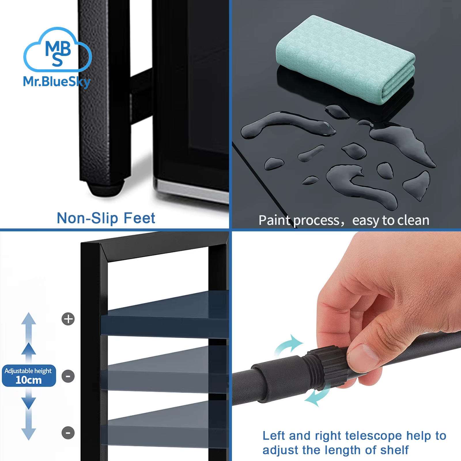 Erweiterbares Mikrowellenherdregal, 2-Stufiges Mikrowellenregal, Mit 6 Haken, Verstellbare Breite, Küchentheke-Organizer, Regalständer