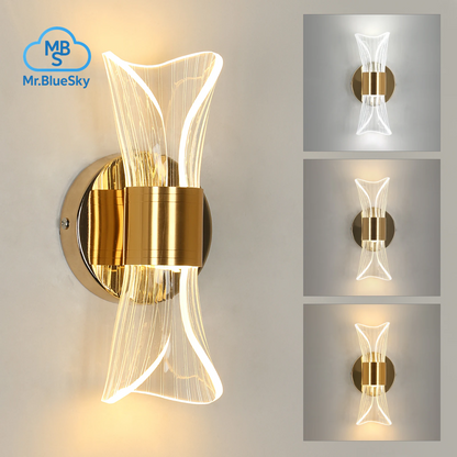 Goldene Acryl-Wandleuchte, 12-W-Led-Wandleuchte Mit 3 Farbtemperaturoptionen (3000 K/4000 K/6500 K), Perfekt Für Den Flur