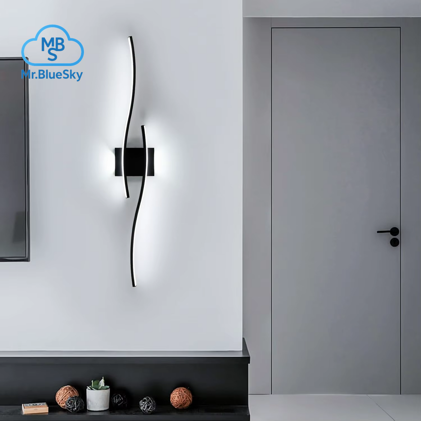 Moderne Schwarze Wandleuchte, 27 W 6500 K Led-Wandleuchte Aus Eisen Mit Künstlerischem Design, Perfekt Für Flur, Treppenhaus, Balkon