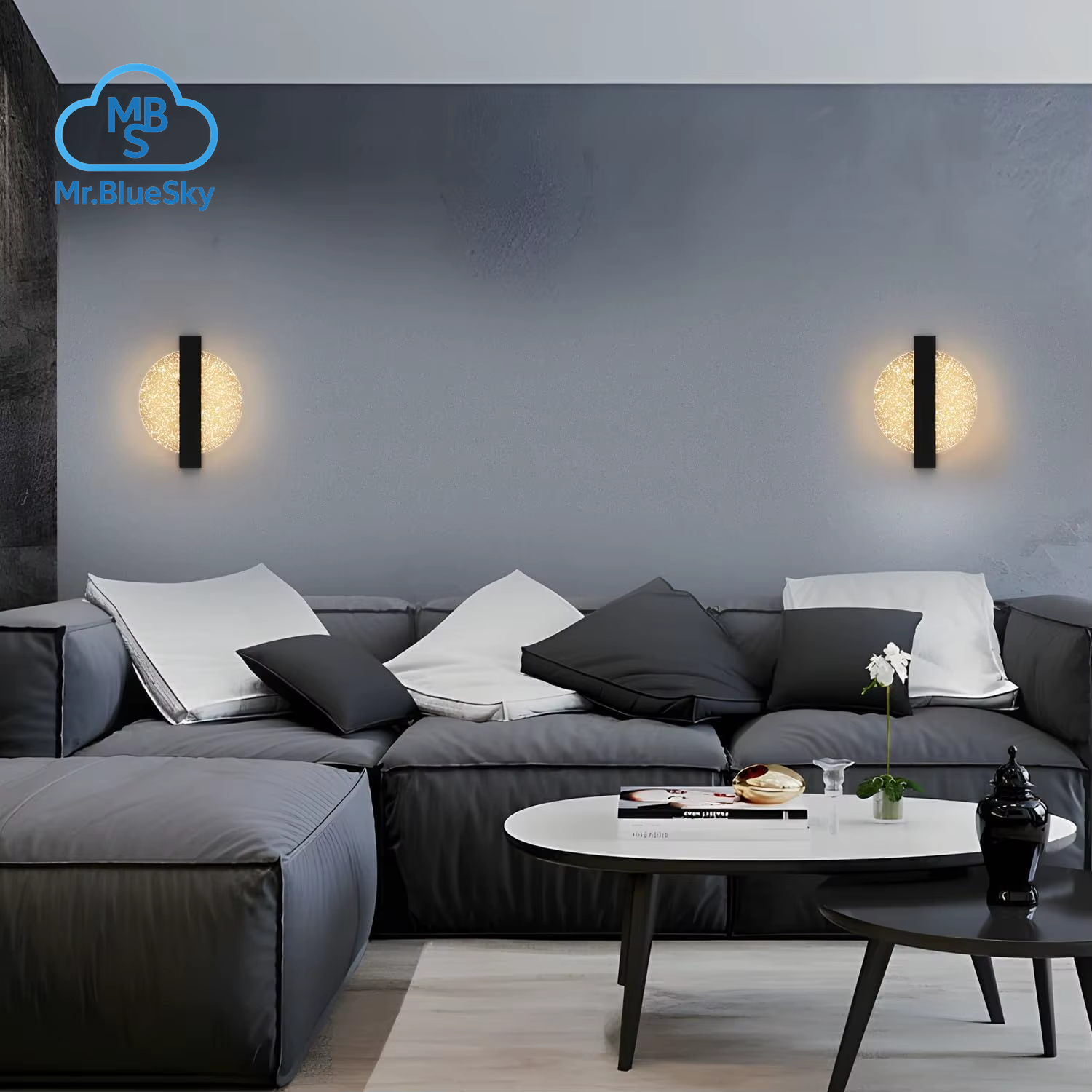 Moderne Led-Wandleuchte Mit Blatt Silber, Rund, Schwarz, Acryl, Warmes Licht 3500 K, Für Schlafzimmer Und Wohnzimmer