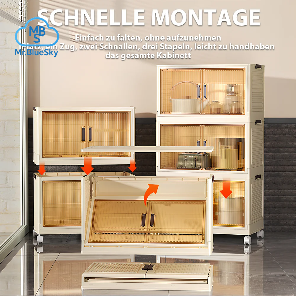 Faltbare Aufbewahrungsbox mit Staubschutz und drehbaren Rollen für Küche, Schlafzimmer und Wohnzimmer