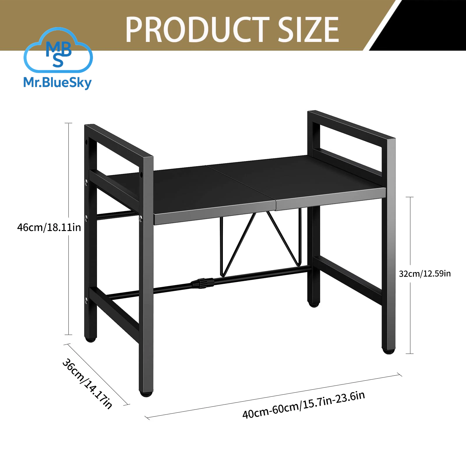 Erweiterbarer Mikrowellen-Regal-Organizer 42–64 cm – Rostfrei & Feuchtigkeitsbeständig für optimale Geschirr-Aufbewahrung