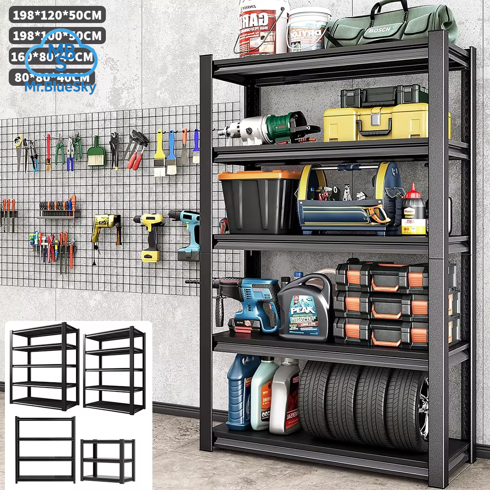 3/4-Stufiges Lagerregal, Robuste, Verstellbare Supermarktregale, Lagerregale Aus Kohlenstoffstahl, Lagerregale Für Den Haushalt