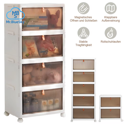 2/4/5 Etagen Faltbare Aufbewahrungsbox Mit Deckel, Zusammenklappbare Aufbewahrung, Schuhregal, Organizer, Haushalts-Organizer, Box Mit Rädern