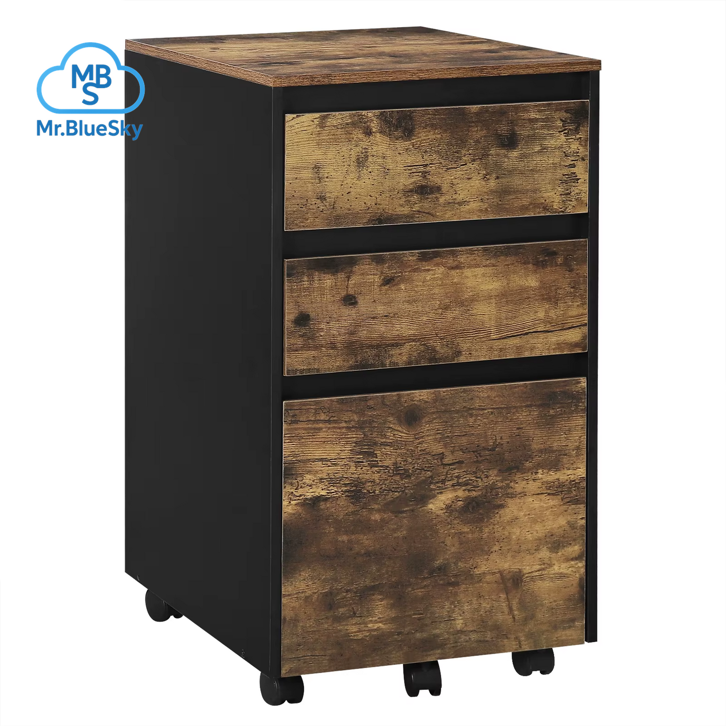 40 X 70 X 40 Cm Mobiler Aktenschrank Für Hebelbogen-Ordner, Büro-Organizer, Aufbewahrung Mit 3 Schubladen, Rollen, Rollschrank