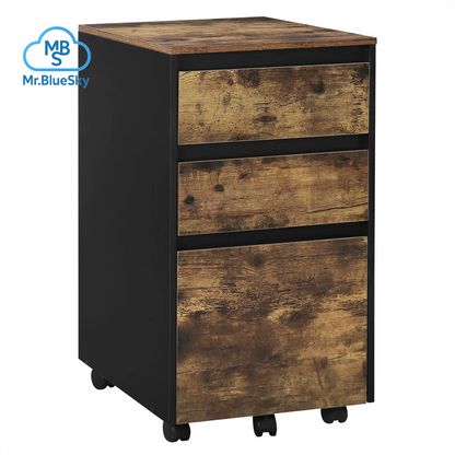 40 X 70 X 40 Cm Mobiler Aktenschrank Für Hebelbogen-Ordner, Büro-Organizer, Aufbewahrung Mit 3 Schubladen, Rollen, Rollschrank