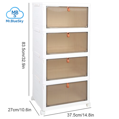 2/4/5 Etagen Faltbare Aufbewahrungsbox Mit Deckel, Zusammenklappbare Aufbewahrung, Schuhregal, Organizer, Haushalts-Organizer, Box Mit Rädern