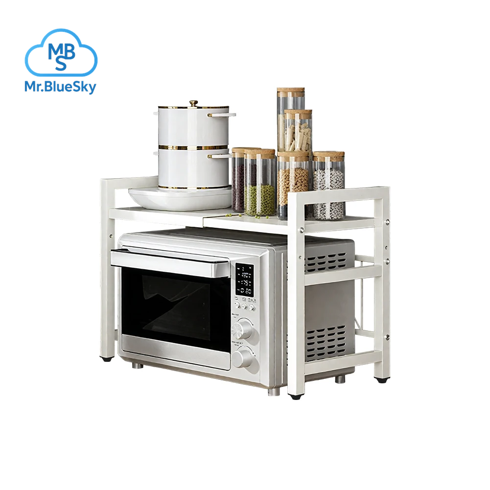 Erweiterbarer Mikrowellen-Regal-Organizer 42–64 cm – Rostfrei & Feuchtigkeitsbeständig für optimale Geschirr-Aufbewahrung