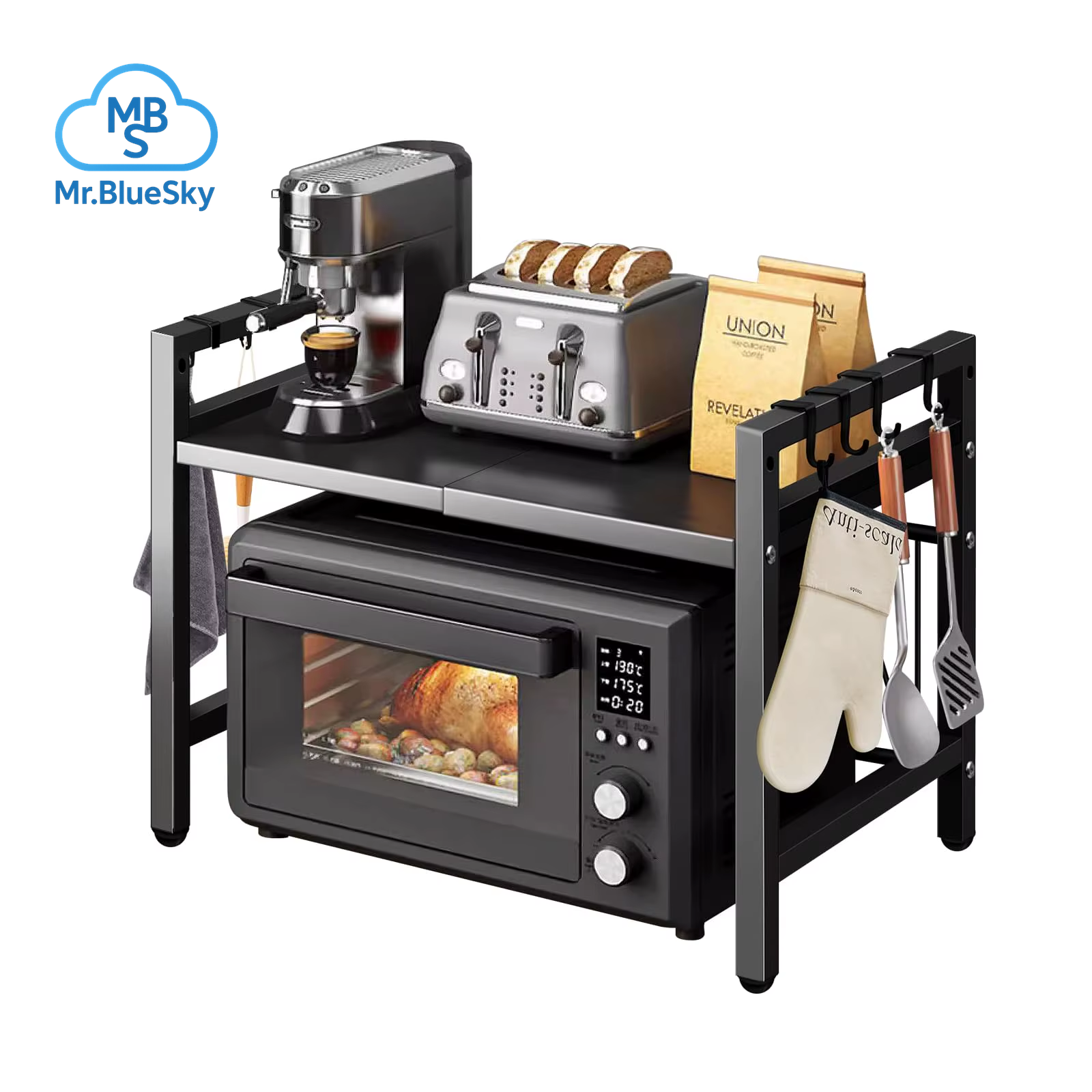 Erweiterbarer Mikrowellen-Regal-Organizer 42–64 cm – Rostfrei & Feuchtigkeitsbeständig für optimale Geschirr-Aufbewahrung